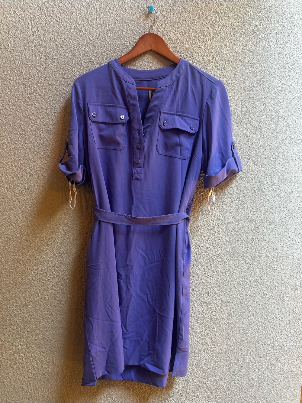 Anne Klein Lavender Purple Shirt Dress with Belt - Picture 2 of 5